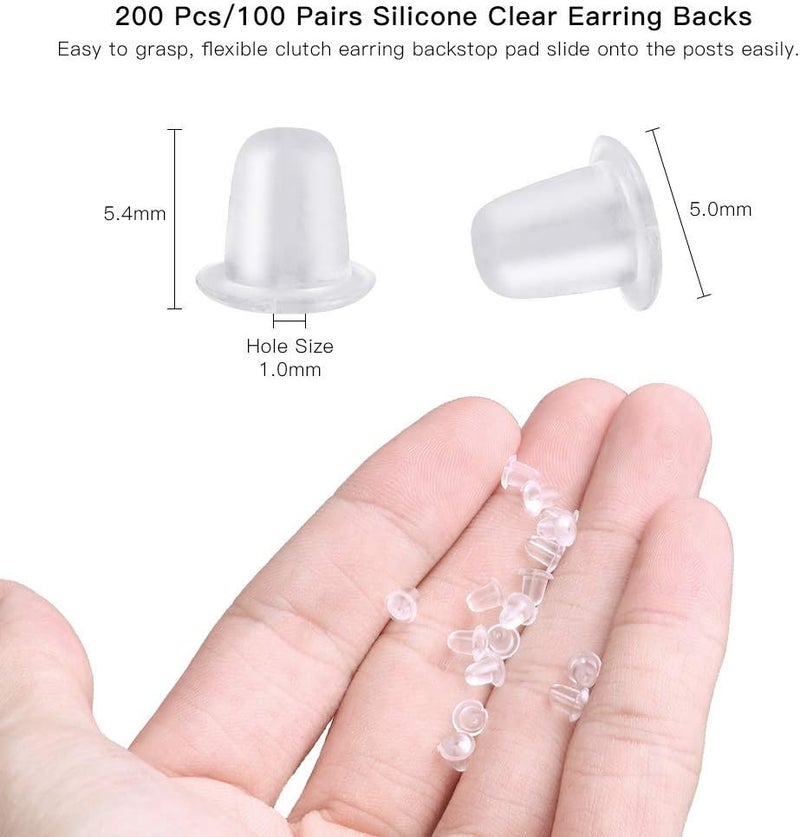 Lhedon 925 Sterling Silver Hypoallergenic Earring Hooks 100 Pairs for Jewelry Making, Fish Hook Earrings Making Kit, DIY Earring Findings Jewelry Making Supplies, with 200 PCS Earring Backs，Christmas Gifts - Image 5