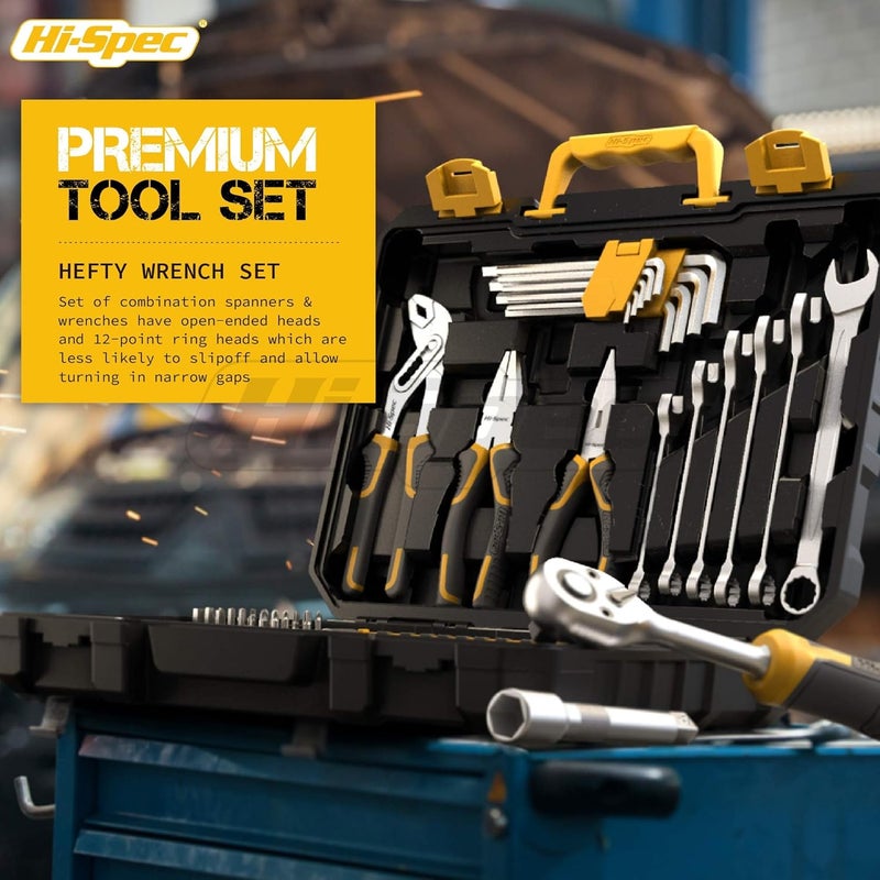 Hi-Spec 89pc Mechanic Tool Set for Car and Motorcycle - Complete Hand Tool Kit with Screwdrivers, Socket Set, Allen Keys, Ratchet and Adjustable Wrench in Tool Box - Image 4