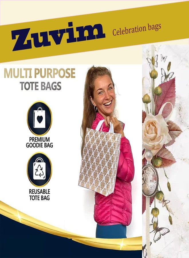 Zuvim حقيبة حمل من قماش الكانفاس من زوفيم لحمل هدايا التوزيع، مناسبة لحفلات الزفاف والمهرجانات، مطبوعة باللونين الأبيض والذهبي - Image 3