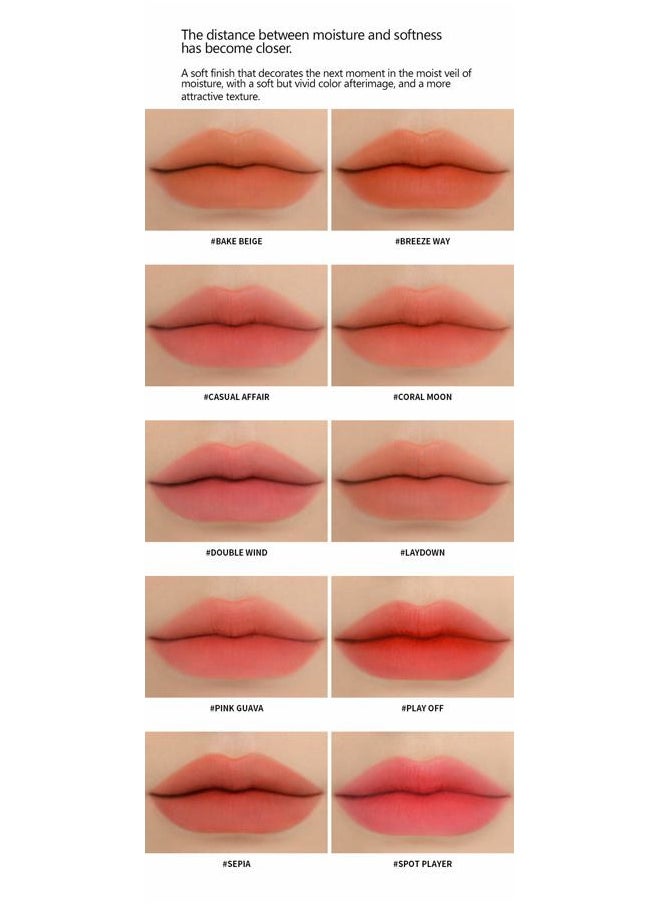 3ce - BLUR WATER TINT(4.6g) soft lip with less smear with a blurry finish (#PLAY OFF) with sun cream(1ml*3ea) - Image 1