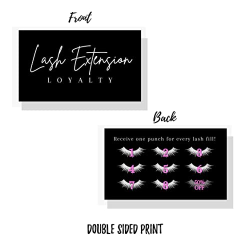Lashicorn Lash Extension Loyalty Punch Cards | 50 pack | Eyelash False 2x3.5” inches symbols match aftercare instructions minimalist black and white thank you client cards matches intake forms for lash artists - Image 3