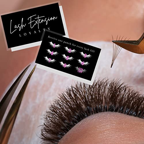 Lashicorn Lash Extension Loyalty Punch Cards | 50 pack | Eyelash False 2x3.5” inches symbols match aftercare instructions minimalist black and white thank you client cards matches intake forms for lash artists - Image 5
