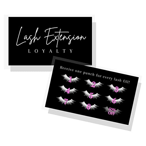 Lashicorn Lash Extension Loyalty Punch Cards | 50 pack | Eyelash False 2x3.5” inches symbols match aftercare instructions minimalist black and white thank you client cards matches intake forms for lash artists - Image 1