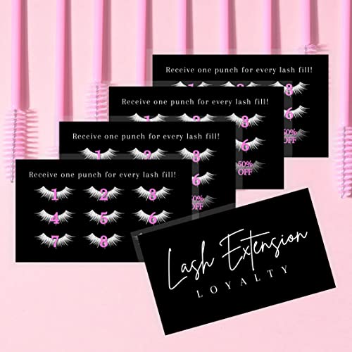 Lashicorn Lash Extension Loyalty Punch Cards | 50 pack | Eyelash False 2x3.5” inches symbols match aftercare instructions minimalist black and white thank you client cards matches intake forms for lash artists - Image 4