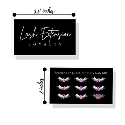 Lashicorn Lash Extension Loyalty Punch Cards | 50 pack | Eyelash False 2x3.5” inches symbols match aftercare instructions minimalist black and white thank you client cards matches intake forms for lash artists - Image 2