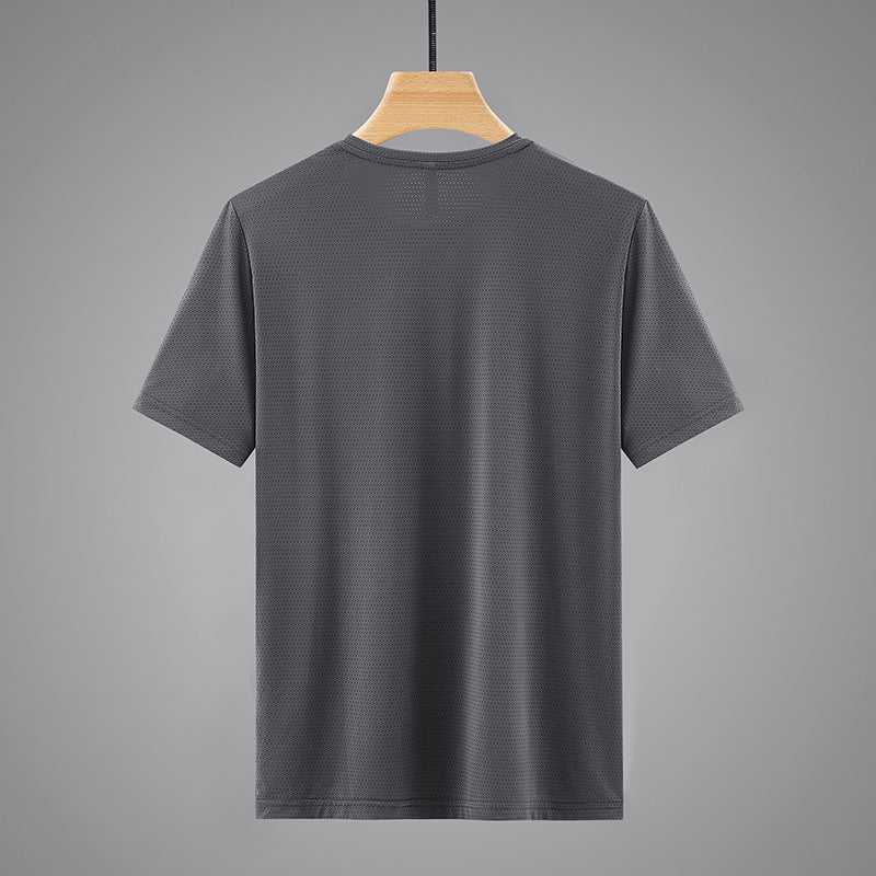Ice Silk Short-sleeved T-shirt Men's Mercerized Cotton Thin Trendy Casual Quick-drying Couple's T-shirt Fixed Printing Advertising logo Group t - Image 4