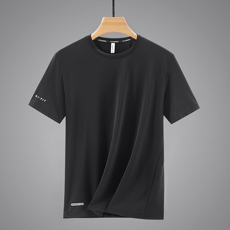 Ice Silk Short-sleeved T-shirt Men's Mercerized Cotton Thin Trendy Casual Quick-drying Couple's T-shirt Fixed Printing Advertising logo Group t - Image 3