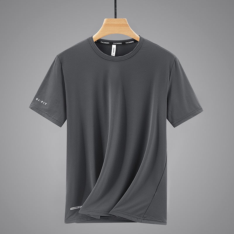 Ice Silk Short-sleeved T-shirt Men's Mercerized Cotton Thin Trendy Casual Quick-drying Couple's T-shirt Fixed Printing Advertising logo Group t - Image 2