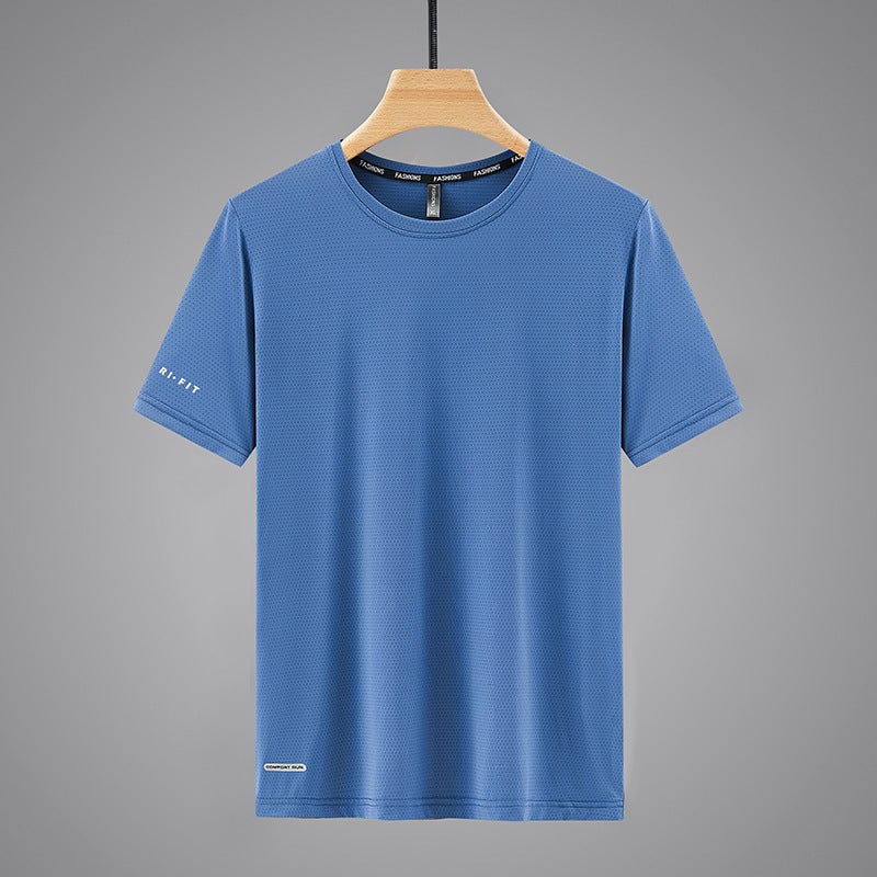 Ice Silk Short-sleeved T-shirt Men's Mercerized Cotton Thin Trendy Casual Quick-drying Couple's T-shirt Fixed Printing Advertising logo Group t - Image 5