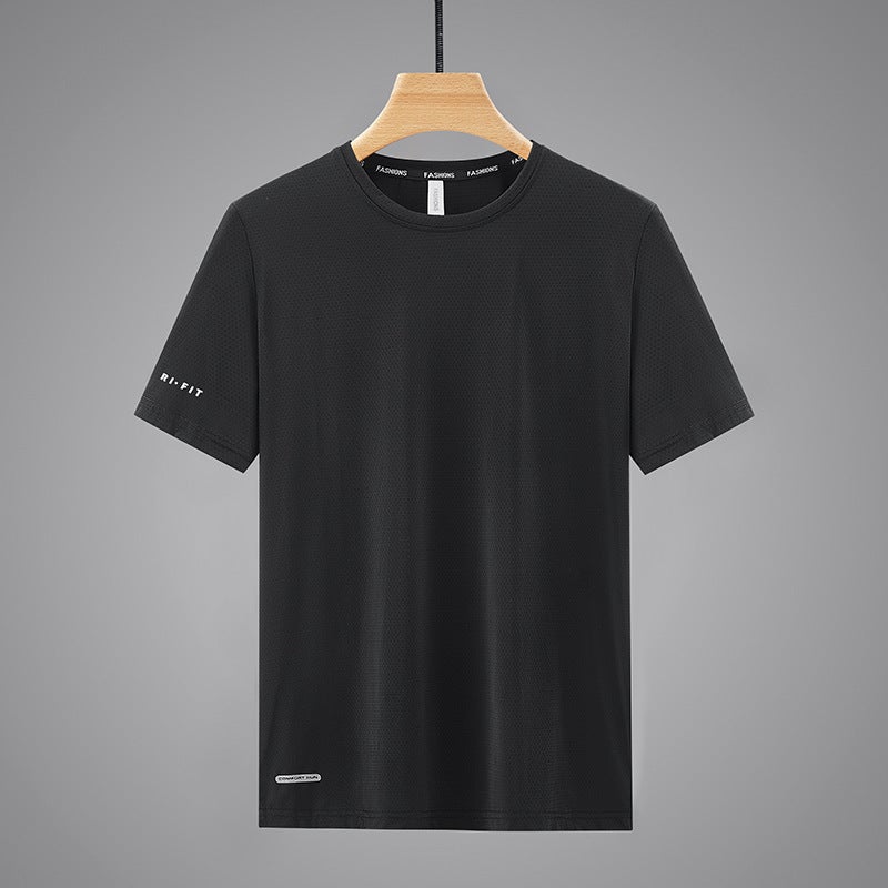 Ice Silk Short-sleeved T-shirt Men's Mercerized Cotton Thin Trendy Casual Quick-drying Couple's T-shirt Fixed Printing Advertising logo Group t - Image 1