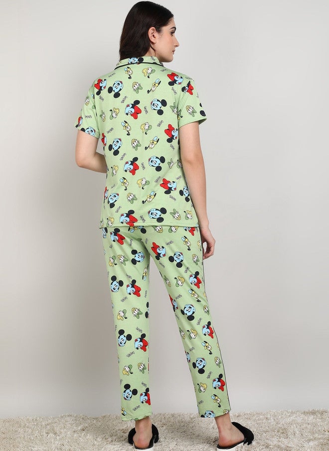 PREEN Women Printed Night Suit with Mickey Mouse Design - Image 3