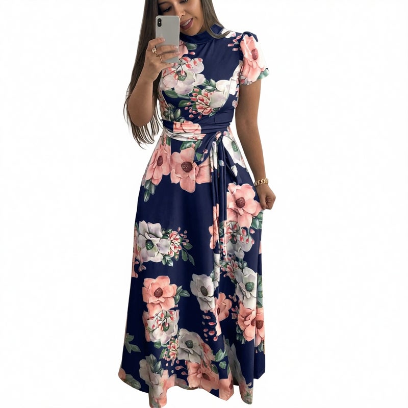 Women's Casual Printed Wrap Maxi Dress - Image 2