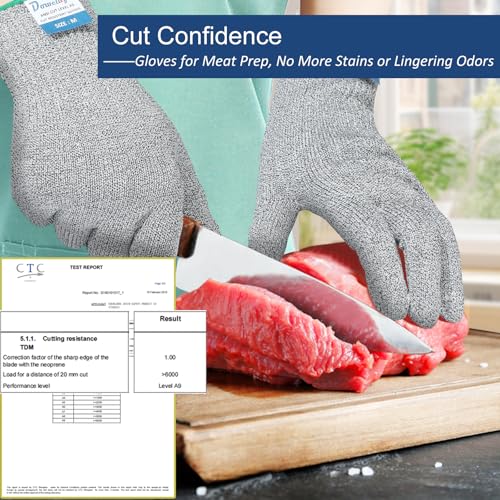 Dowellife Cut Resistant Gloves A9 Maximum Protection - Food Grade Kitchen & Chef Gloves for Food Prep, Knife Cutting, Mandoline Slicing, Butcher, Oyster Shucking, Fish Handling (Medium) - Image 2