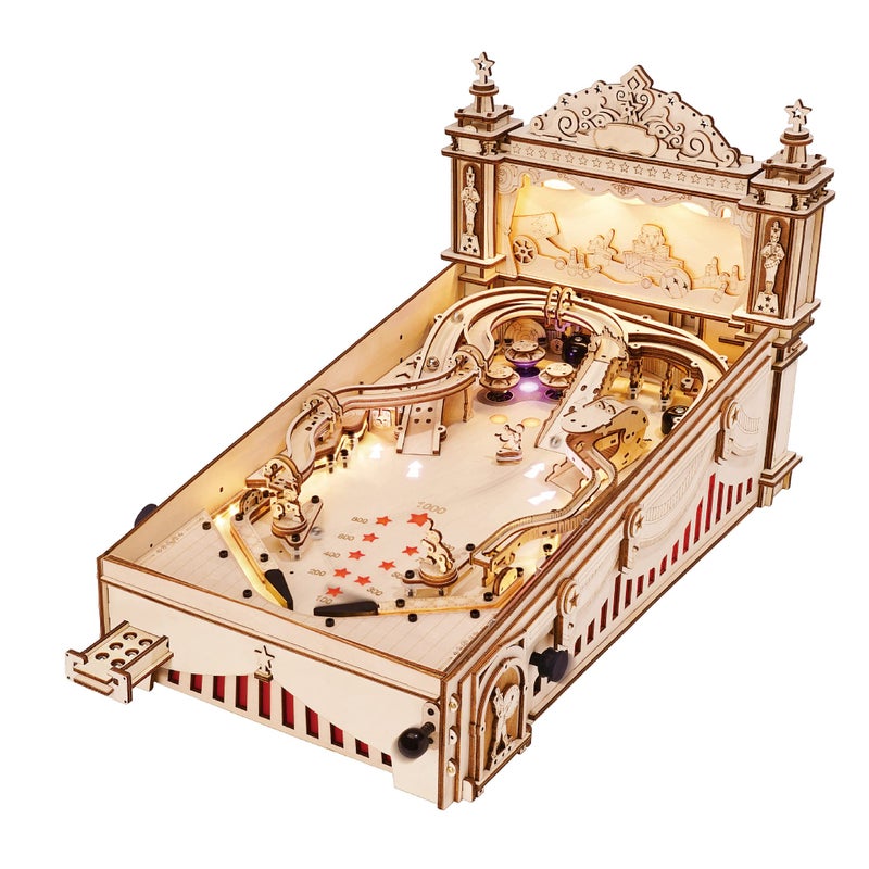 Rowood Wooden Puzzles 3D Pinball Machine Mechanical Model Wooden 3D Puzzles for Adults DIY Pinball Game Wooden PuzzleModel Building Kits Christmas Birthday Gifts for Adult and 14 - Image 2