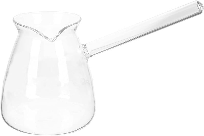 Yardwe 450ML Glass Turkish Coffee Pot with Handle Glass Tea Maker Pot Clear Milk Coffee Pot for Home Kitchen - Image 1