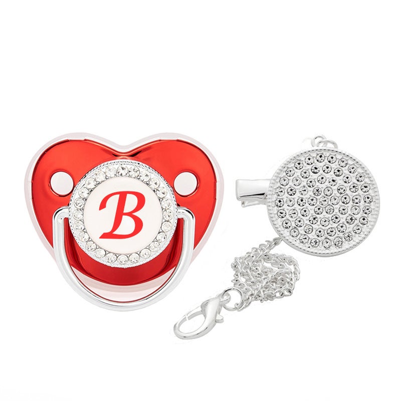 Explosions new cross-border 26 red letters baby diamond pacifier baby diamond soothing play mouth in stock supply - Image 4