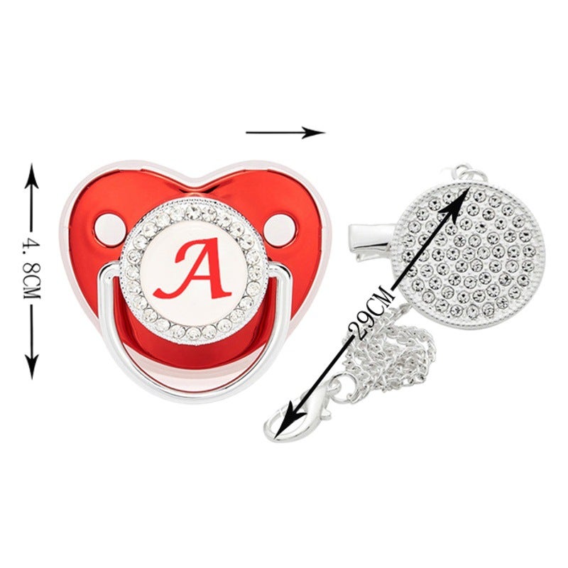 Explosions new cross-border 26 red letters baby diamond pacifier baby diamond soothing play mouth in stock supply - Image 2