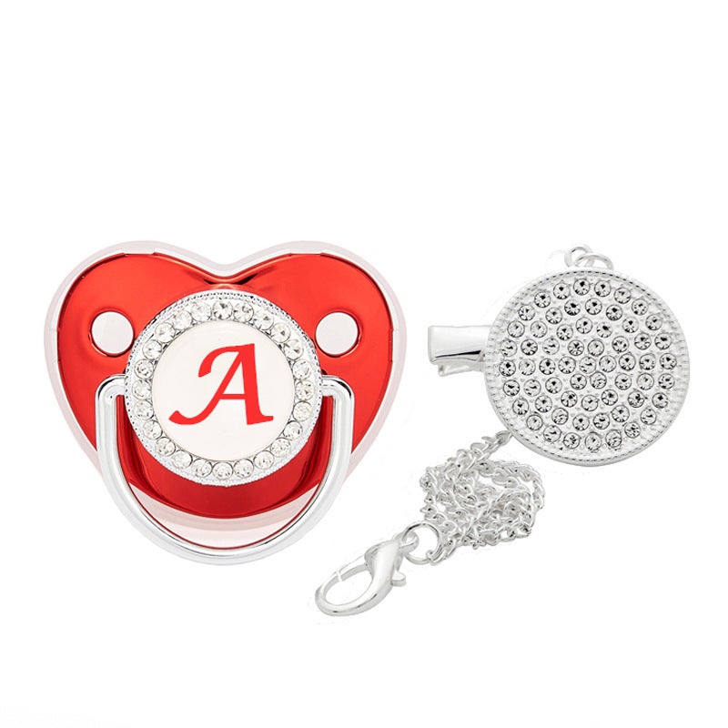 Explosions new cross-border 26 red letters baby diamond pacifier baby diamond soothing play mouth in stock supply - Image 3