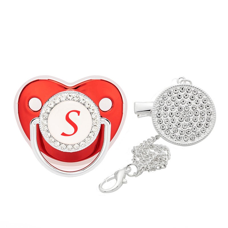 Explosions new cross-border 26 red letters baby diamond pacifier baby diamond soothing play mouth in stock supply - Image 1