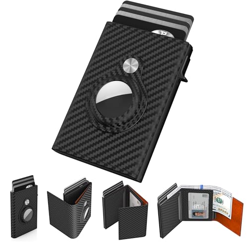 typecase محفظة رجال من تايب كيس لحامل بطاقة آير تاج: محفظة جلدية ذكية للرجال متوافقة مع آبل آير تاج، حماية من RFID، نحيفة، بسيطة - سعة 9-14 بطاقة | نافذة هوية | فتحة نقدية (برتقالي) - Image 1