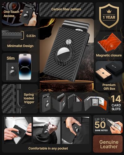 typecase محفظة رجال من تايب كيس لحامل بطاقة آير تاج: محفظة جلدية ذكية للرجال متوافقة مع آبل آير تاج، حماية من RFID، نحيفة، بسيطة - سعة 9-14 بطاقة | نافذة هوية | فتحة نقدية (برتقالي) - Image 2