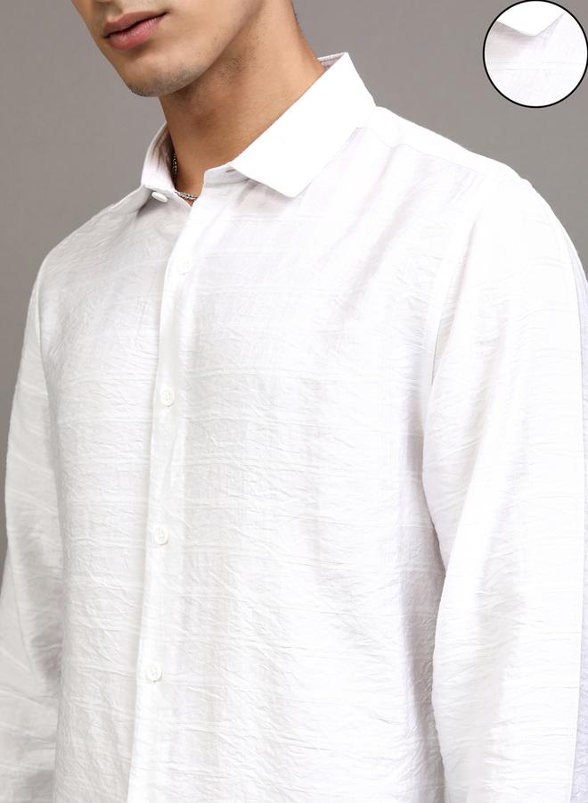 HIGHLANDER Textured Slim Fit Collared Shirt - Image 5