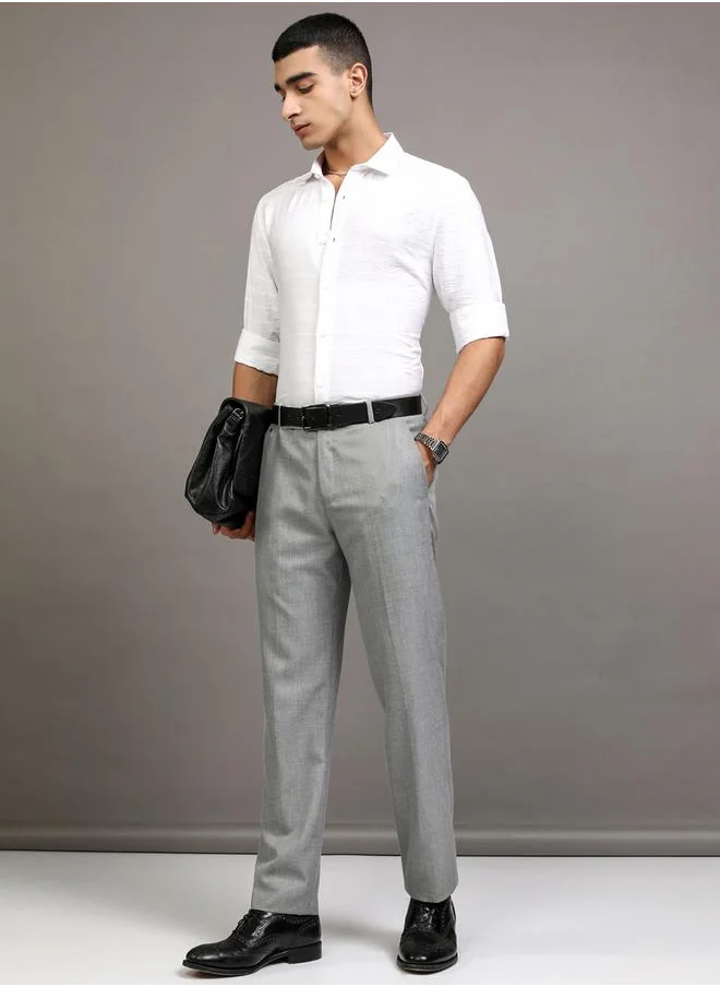 هاي لاندر Textured Slim Fit Collared Shirt