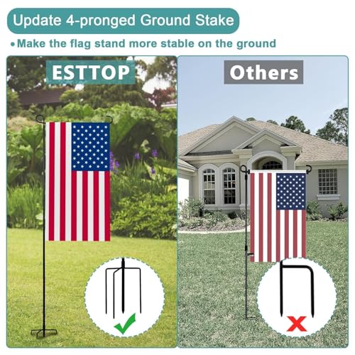 ESTTOP Heavy-Duty 4-Prong Garden Flag Pole Holder Stand – Weatherproof Outdoor Garden & Yard Flag Base for 12x18 Inch House Flags, Ground Flagpole Stand for All-Season Decoration(Flag Not Include) - Image 4