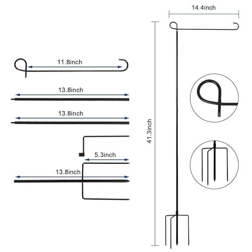ESTTOP Heavy-Duty 4-Prong Garden Flag Pole Holder Stand – Weatherproof Outdoor Garden & Yard Flag Base for 12x18 Inch House Flags, Ground Flagpole Stand for All-Season Decoration(Flag Not Include) - Image 3
