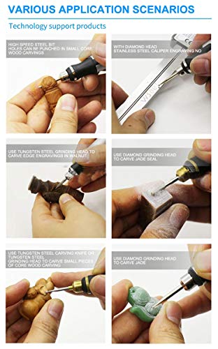 Ryoma Rechargeable cordless Electric Micro Engraver Pen Mini DIY Engraving Tool Kit for Metal Glass Ceramic Plastic Wood Jewelry with 30 Bits and 16 Stencils and 1 Scriber Pen (silver) - Image 3