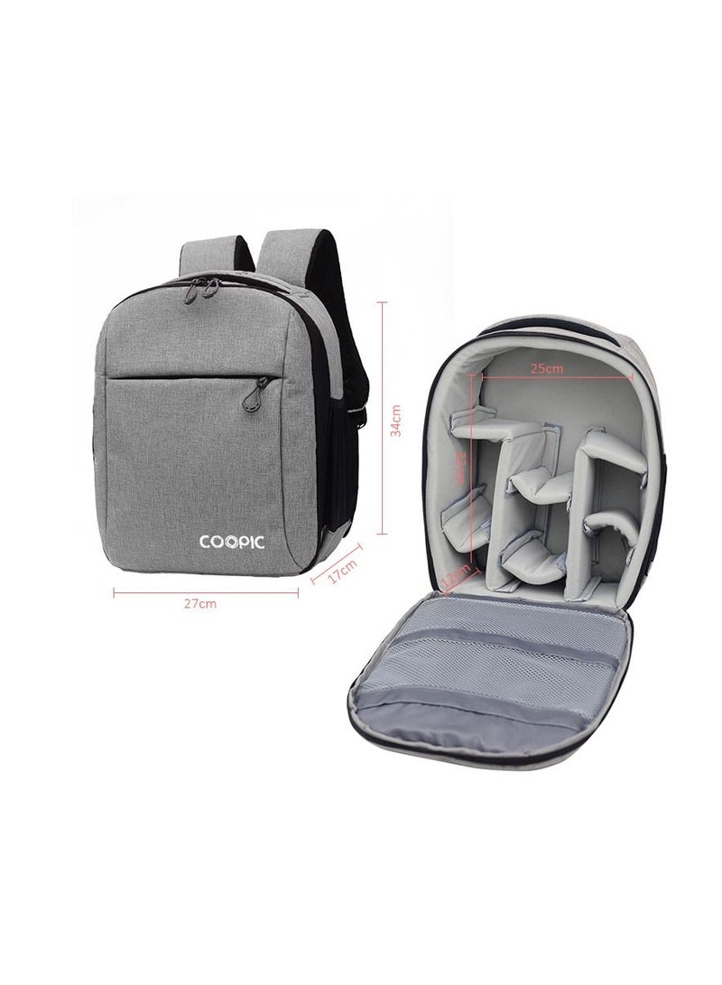 Coopic BP-08 GREY Canvas Camera Backpack 27cm x 17cm x 34cm Waterproof Bag for DSLR SLR Camera Speedlite Flash Camera Lens and Accessories - Image 2