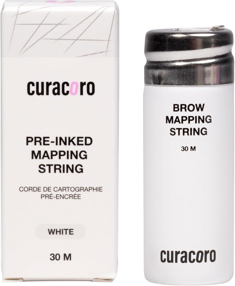 CURACORO Brow Mapping String, 30m Pre-Inked Professional Eyebrow Thread for Microblading & PMU, Bamboo Charcoal Mapping String for Eyebrow Shaping (White) - Image 1