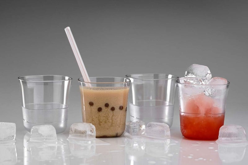 happi Unbreakable Water and Juice Drinking Glass Set with Serving Tray Sharbat/Beer/Wine Glass Plastic PET Transparent Stylish Set, 6 Pieces 250 Ml Glass with Tray for Kitchen - Image 5