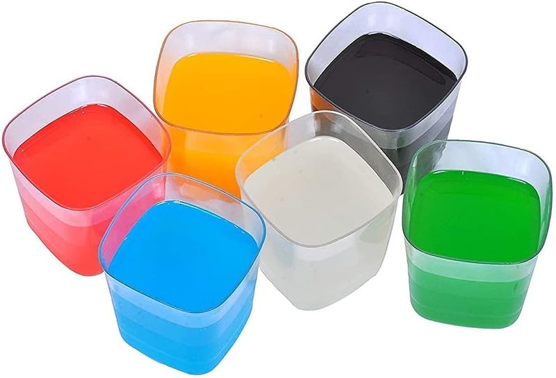 happi Unbreakable Water and Juice Drinking Glass Set with Serving Tray Sharbat/Beer/Wine Glass Plastic PET Transparent Stylish Set, 6 Pieces 250 Ml Glass with Tray for Kitchen - Image 4
