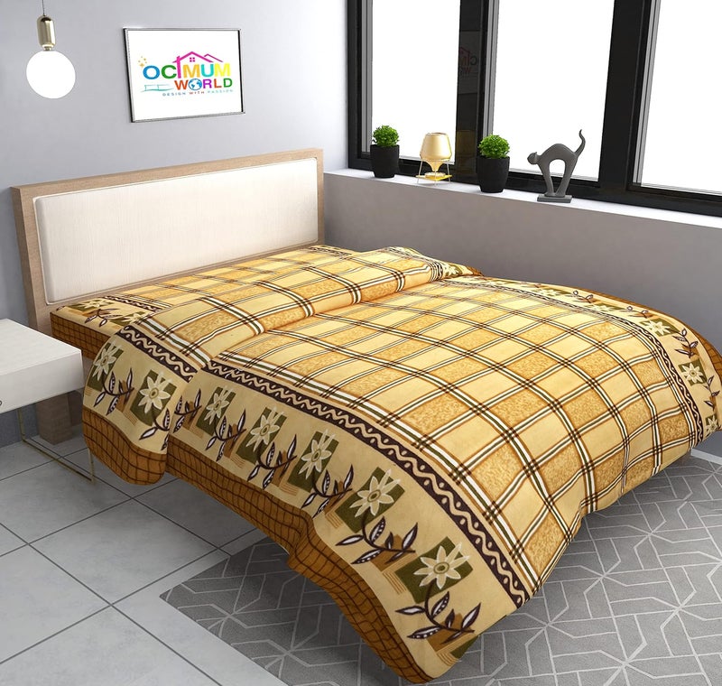 MORADO MORADO Single Bed Woolen Fabric Checkered Quilt CoverDuvet CoverRajai CoverBlanket Cover for Winters 60x90 Inches Brown and Mustard Combo of 2 - Image 3