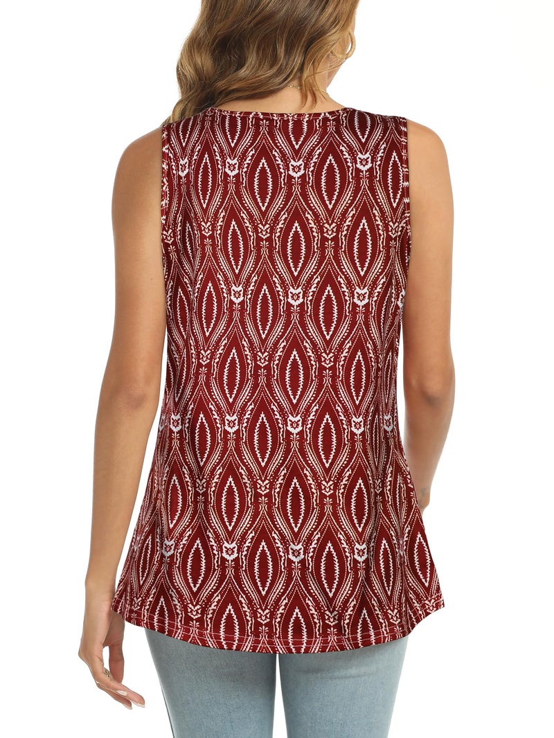 CHICGAL Plus Size Tops for Women Tank Tops 2024 Trendy Casual Flowy Blouse Tunic(Red Semicircle Pattern,XL) - Image 5