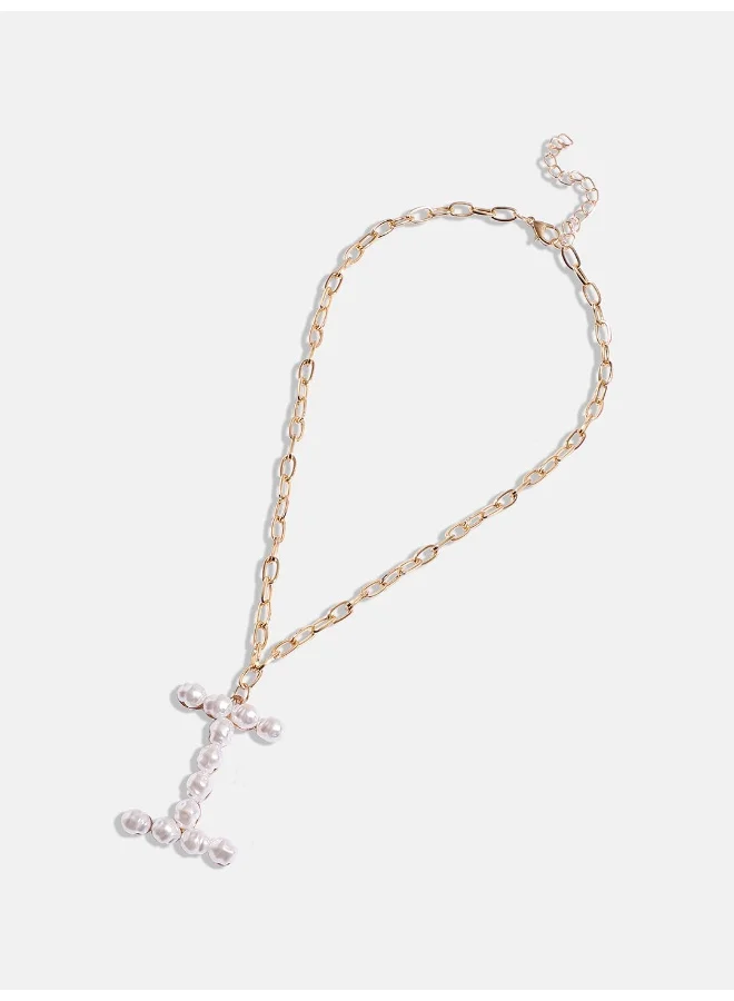 SOHI Pearl I Alphabet Artificial Necklace Jewellery