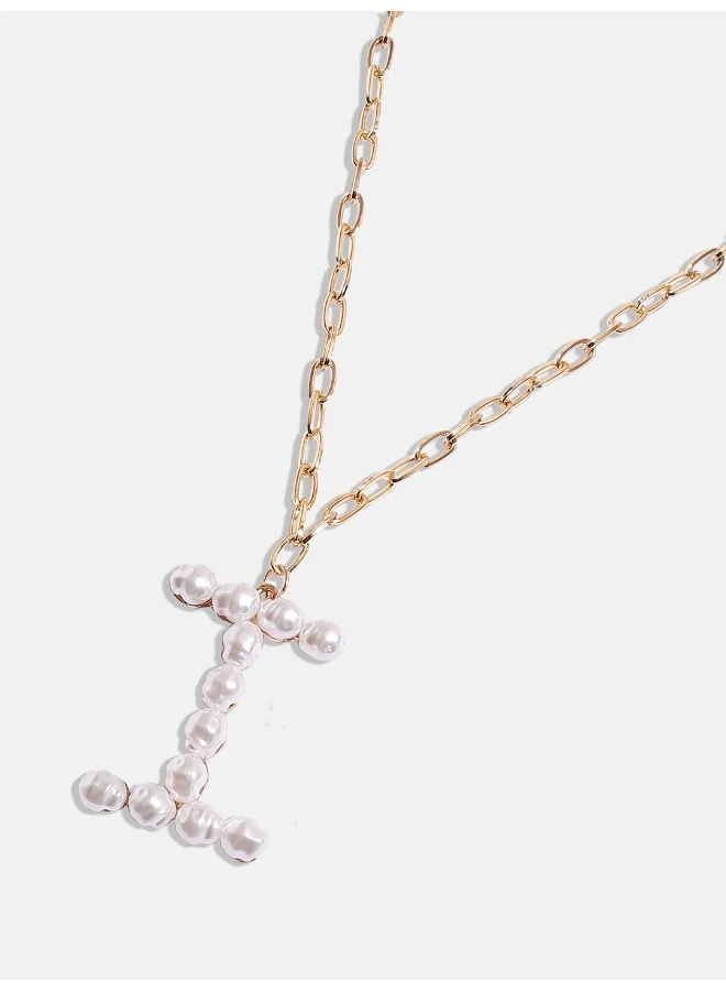 SOHI Pearl I Alphabet Artificial Necklace Jewellery