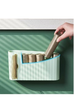SYOSI SYOSI Wall Mounted Plastic Garbage Bag Holder Mint Green Trash Bag Storage Box Cotton Pad Container For Kitchen Bathroom Bathroom Garbage Bag Organizer  - Image 5
