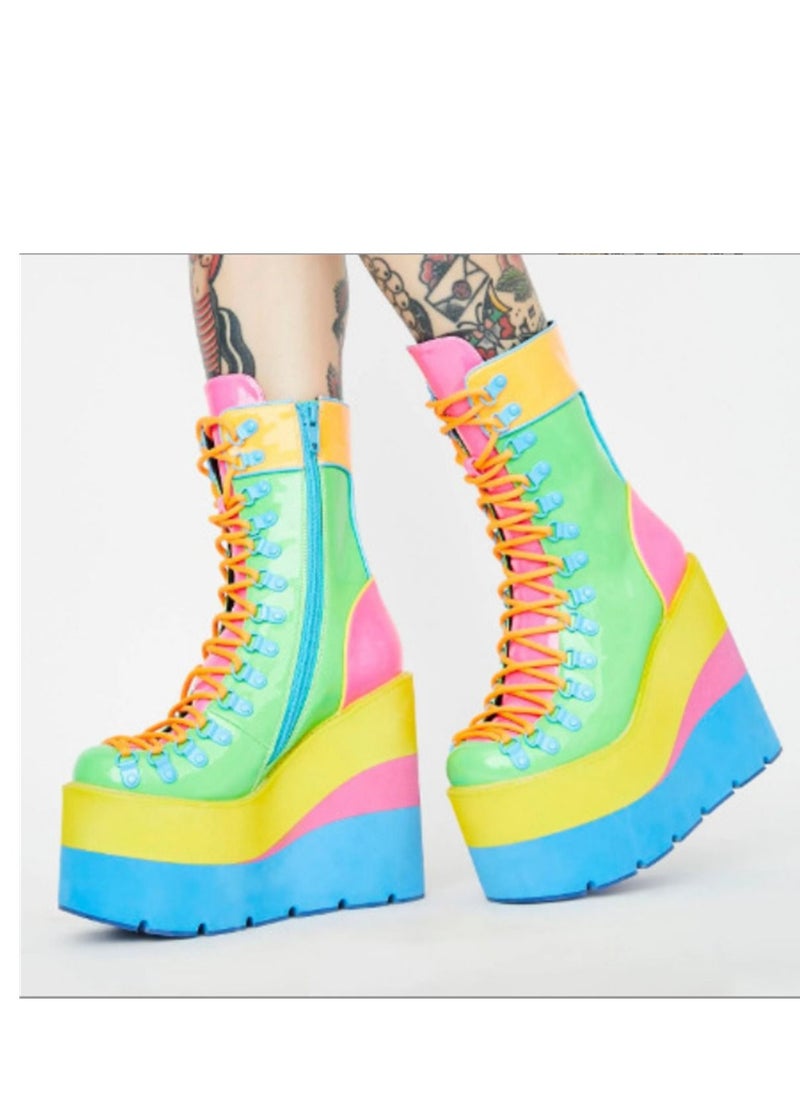 Loquat Fashionable Platform Boots For Women Multicolour 