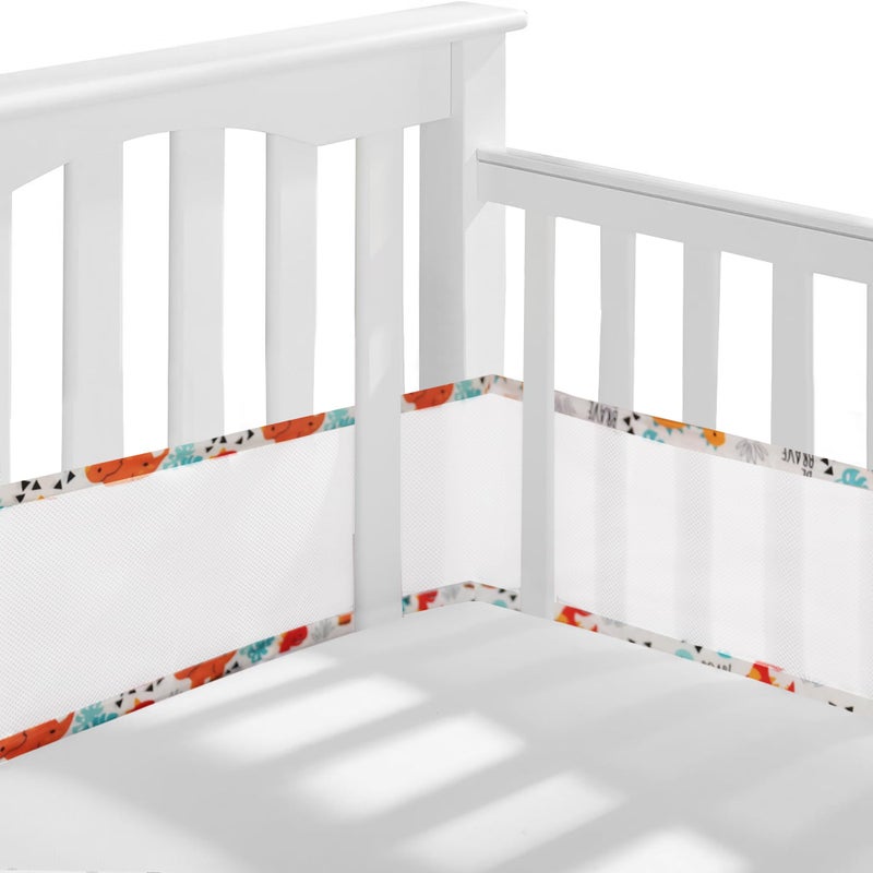 Gordon Home Breathable Mesh Crib Liner Best for Your Baby Safety Fits Full Four Sides of Crib Bed 28 X 360 Cms (Roar) - Image 1