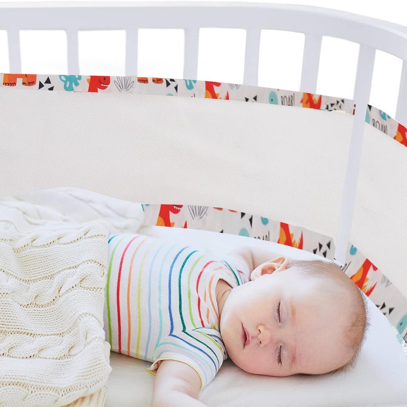Gordon Home Breathable Mesh Crib Liner Best for Your Baby Safety Fits Full Four Sides of Crib Bed 28 X 360 Cms (Roar) - Image 3