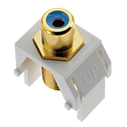On-Q Legrand - OnQ Blue RCA to F Connector, Standard RCA Front Jack Fits In All Keystone Wall Plates, F-Type Coaxial Rear Jack for Audio and Video, White, WP3464WH - Image 4