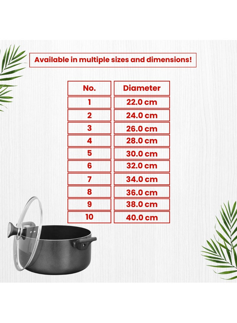 Sonex Casserole Premium Cookware, Even Heating, Tempered Glass Lid, High Quality Aluminum, Non-Stick Coating , Bakelite Heat Resistant Handle, Durable Construction, Easy to Clean, Grey 28Cm. - Image 4