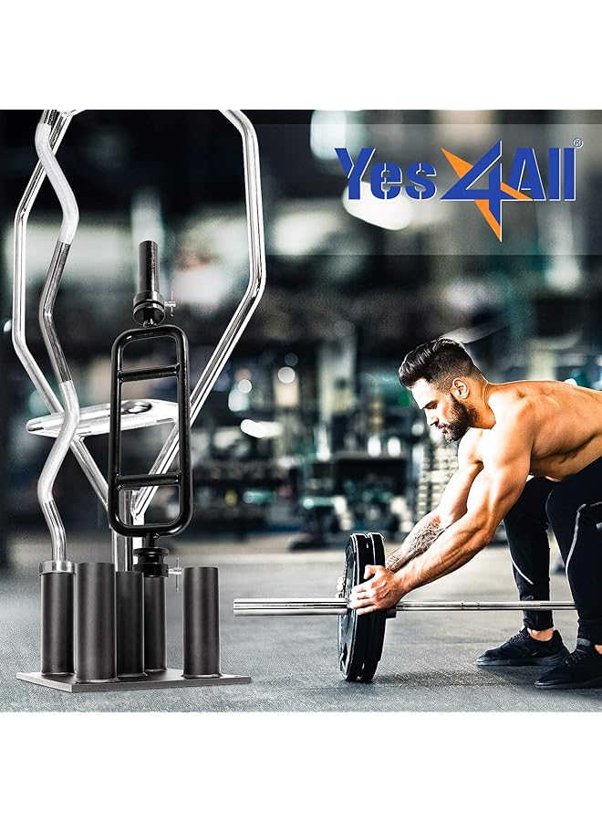 Yes4All Barbell Holder Vertical Storage Rack Home Gym Organizer Barbell Storage Rack Fit 2 inch Olympic Bars Curl Bars Triceps Bars Dumbbell Handles - Image 5