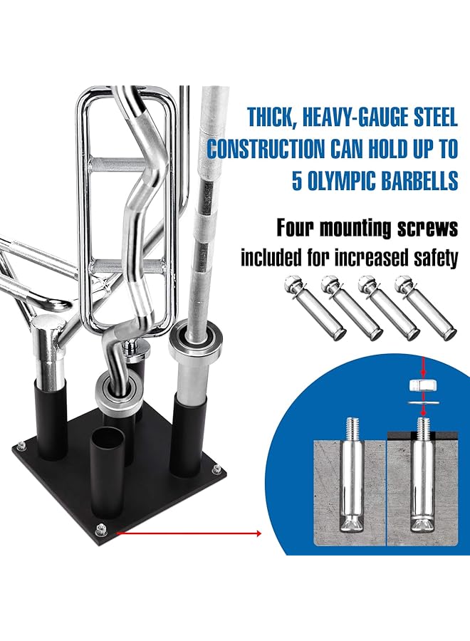 Yes4All Barbell Holder Vertical Storage Rack Home Gym Organizer Barbell Storage Rack Fit 2 inch Olympic Bars Curl Bars Triceps Bars Dumbbell Handles - Image 4