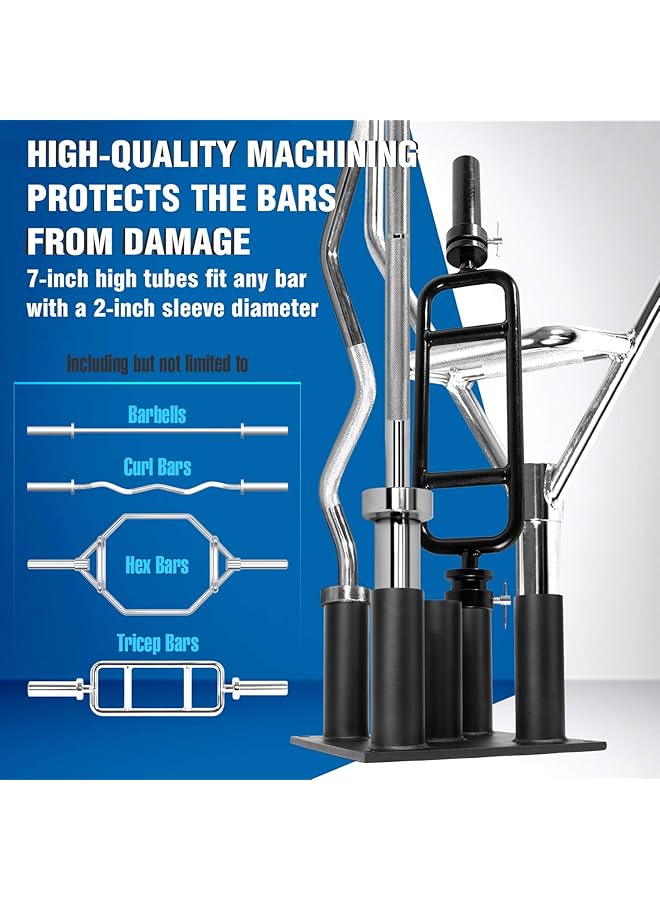 Yes4All Barbell Holder Vertical Storage Rack Home Gym Organizer Barbell Storage Rack Fit 2 inch Olympic Bars Curl Bars Triceps Bars Dumbbell Handles - Image 3