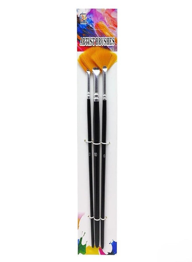 Professional Painting Brush Set – Soft Bristles, Ideal for Acrylics, Watercolor & Oil Paints (Fan Painting Brush 3Pc)