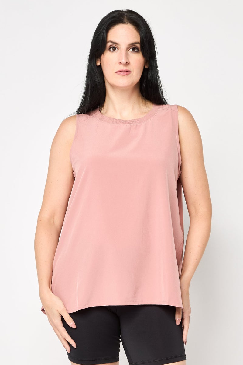 DKNY Women Sportswear Fit Sleeveless Outdoor Top, Blush Pink - Image 1