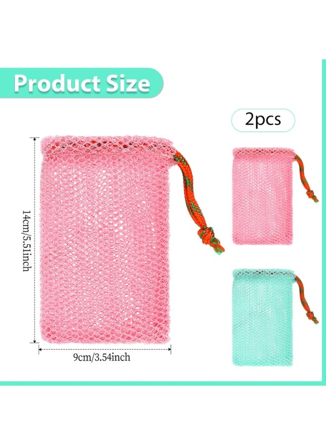 سونسر 2 عبوة كيس صابون بخشونة عميقة، كيس صابون صابون موفر للجيب، إسفنجة استحمام مقشرة للجسم ليفة، إسفنجة حمام مقشرة - Image 2